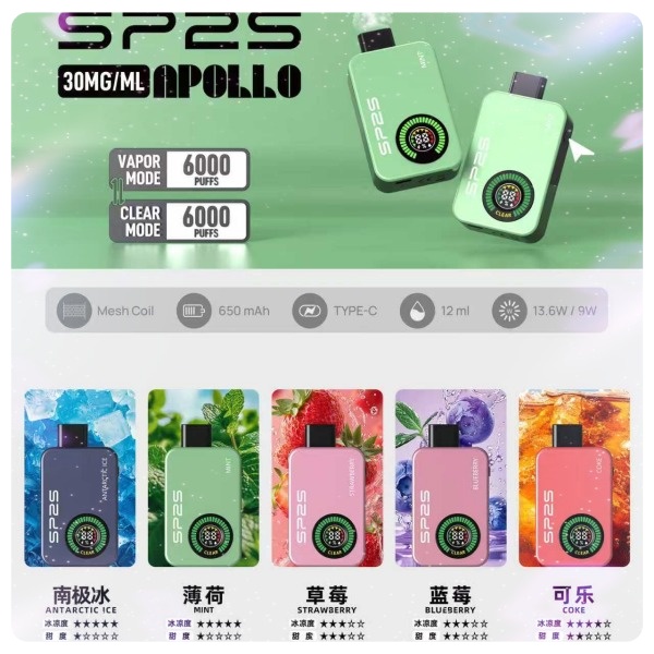 SP2S拋棄式12000口 一次性電子煙 雙模式【有煙+無煙】正品現貨 日期新鮮 09/02